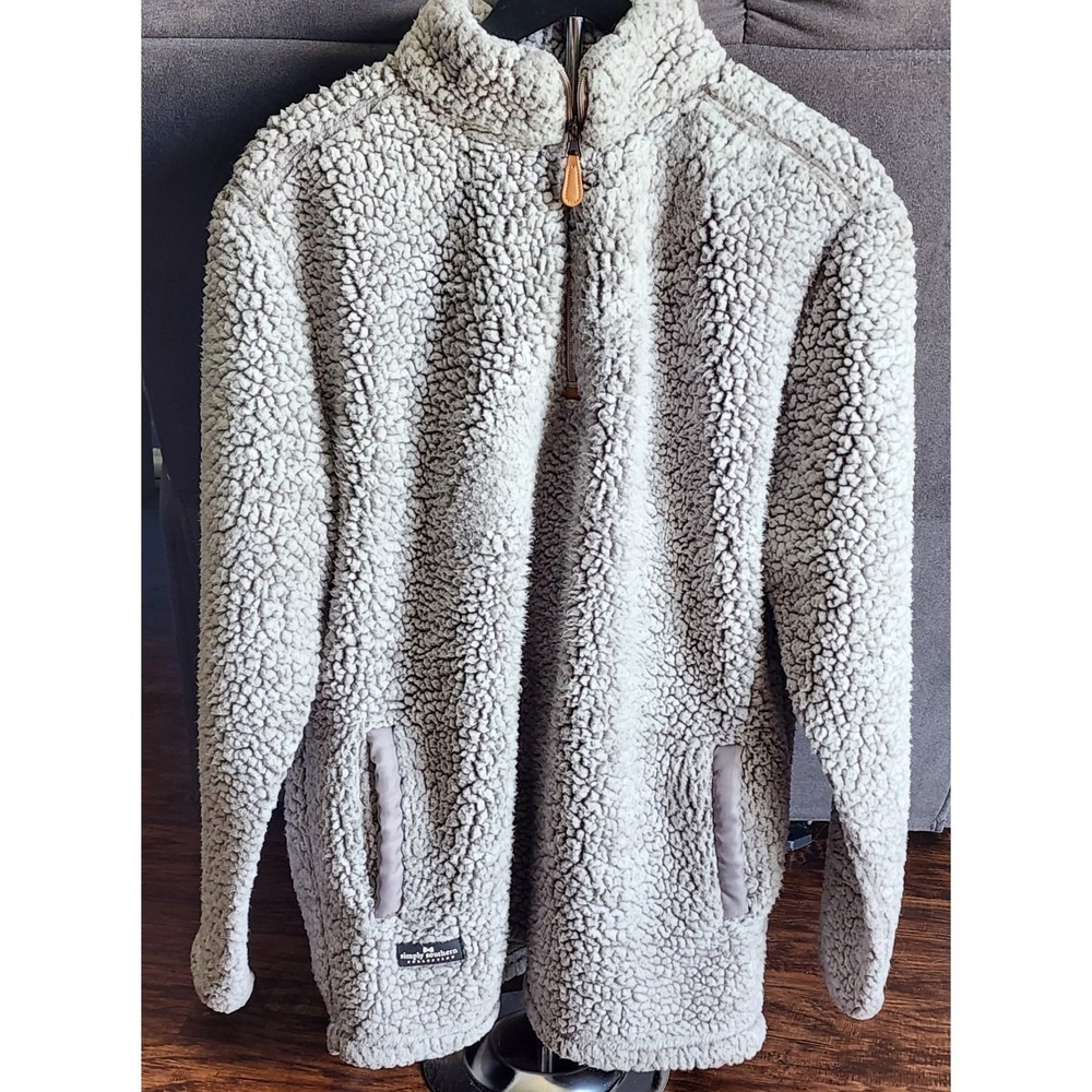 Simply Southern WomenSweater Extra Large Gray Sherpa 1/4 Zip Pullover Jacket  XL